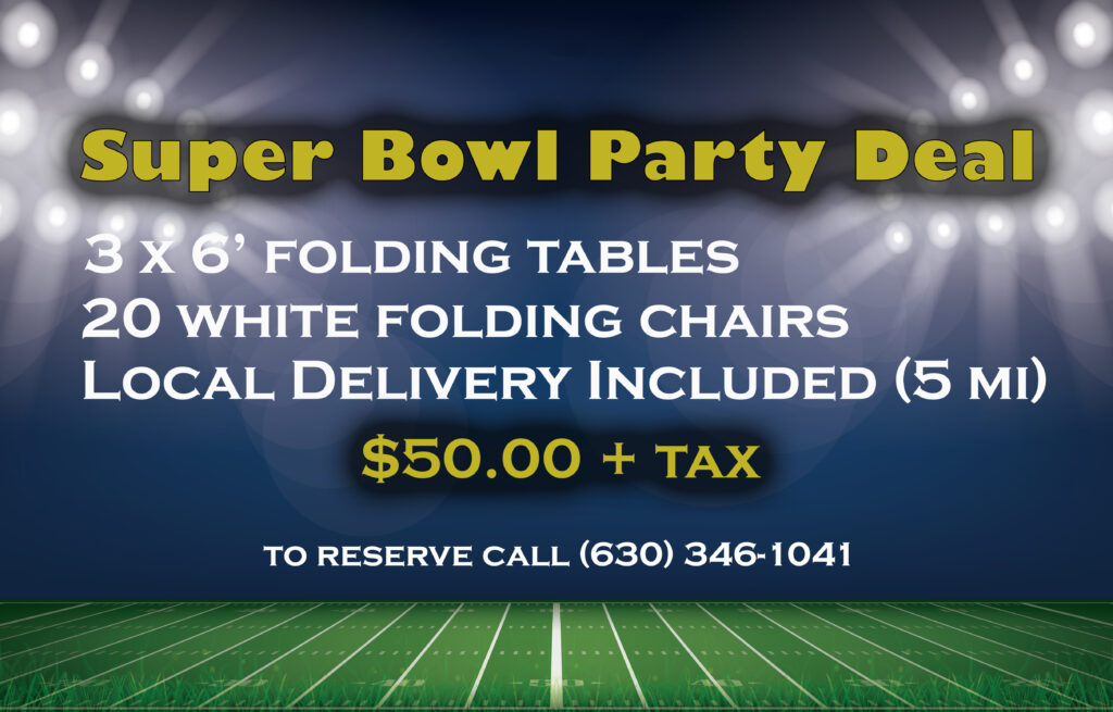Rent superbowl party tables and chairs