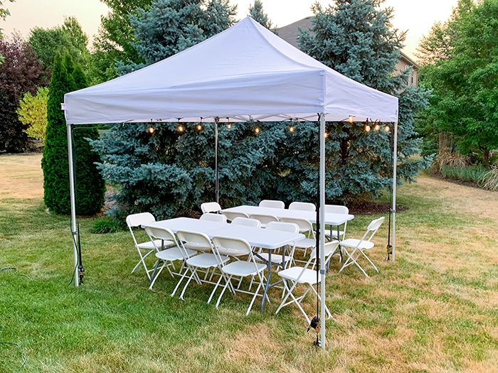 Our 10x10 party tent setup in Naperville